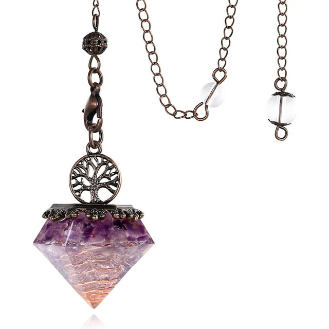 GHSDFBB Pendule en Cristal d'Améthyste Radiesthésie Guérison Naturelle Cristal Quartz Résine Reiki Pierre Précieuse Pendentif Pendule Pyramide Énergie Cristal pour Divination Sorcellerie Équilibre Méditation Cadeau