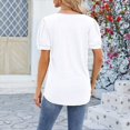 thumbnail image 4 of Blusas Tipo Túnica para Mujer, Informales, con Cuello en V, Corta, Blusas de Verano con Mangas Abullonadas y Volantes. XXL, 4 of 9