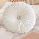 thumbnail image 4 of Almohada redonda de terciopelo con flores de 14" | Cojín de calabaza beige para sofá, cama, futón | Spandex de nylon suave, funda extraíble, cojín decorativo para sala de estar, ventana, hotel, 4 of 6