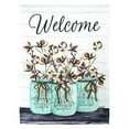 thumbnail image 2 of Welcome White Cotton Bloom 13 x 19 Small Polyester Outdoor Hanging Garden Flag, 2 of 3