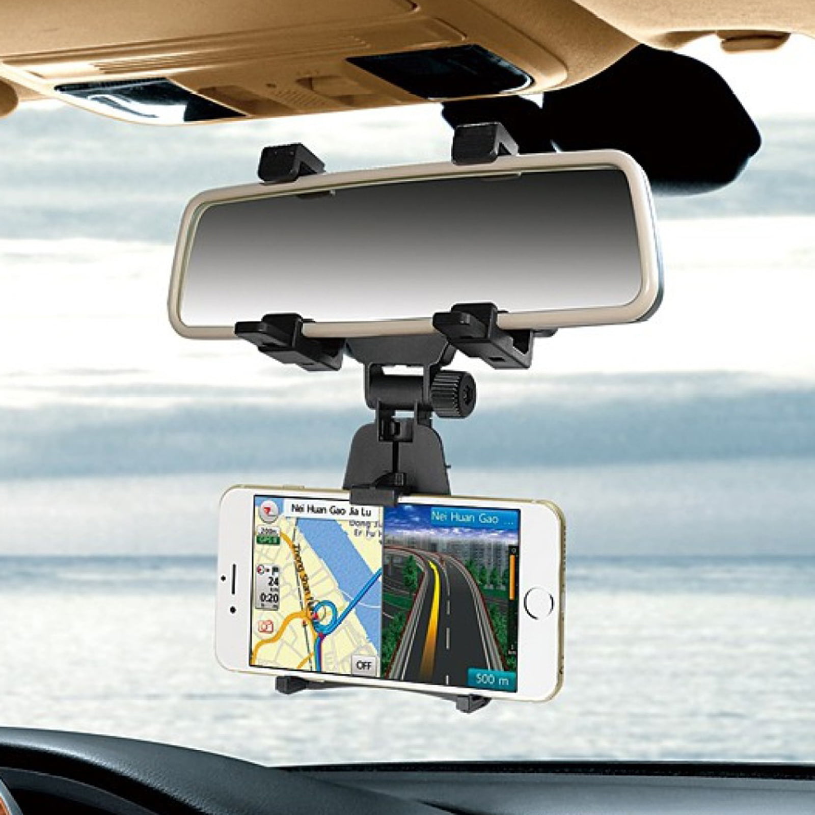 Car Rear View Mirror Mount Cradle Holder Bracket Universal For Phone iPhone LG