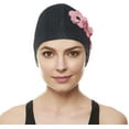 Beemo Swim Bathing Caps for Women Latex Swim Hat Triple Flowers Long