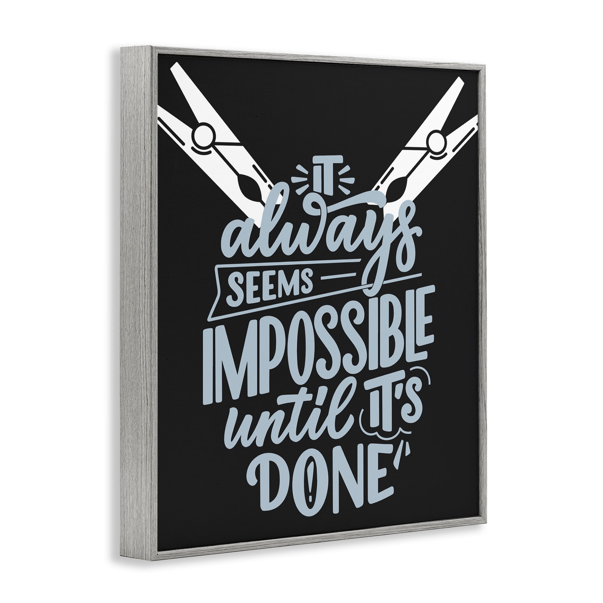 Impossible Until It's Done Gray Framed Giclee Art, design by Jesse Keith