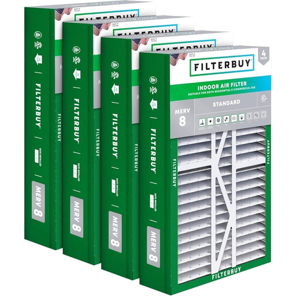 Filterbuy 17.5x27x5 Air Filter MERV 8 Dust Defense, Pleated HVAC AC Furnace Filter Replacement for Trane Perfect Fit & American Standard, 4-Pack