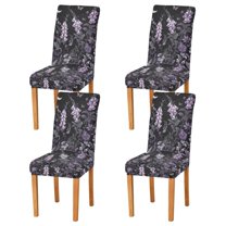 Yayeee 4 Pack Dining Chair Covers Stretch Parson Chairs Slipcovers Seat Protector, Light Purple Flowers