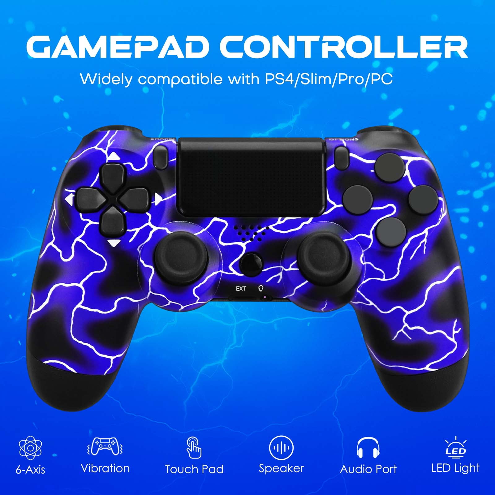 Wireless Controller Compatible for PS4, Remote Control Compatible with Playstation 4/PS4 Slim/PS4 Pro/Windows PC, Purple