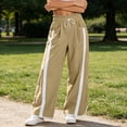 thumbnail image 2 of hotojiny Wide Leg Pants for Women Fashion High Waist Side Striped Baggy Sweat Pants Drawstring Athletic Casual Pants(Khaki,X-Large), 2 of 6