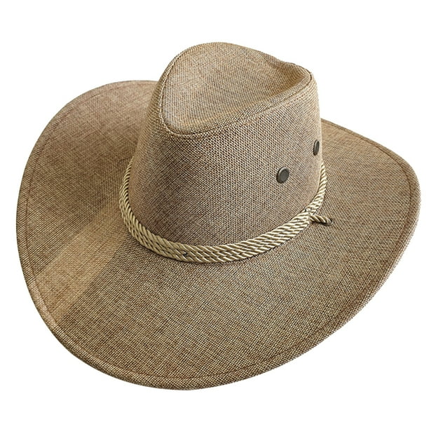 Mens Fashion Solid Color Wide Brim Cowboy Hat Outdoor Casual Cotton Sun Hat Mens Fashion Solid Color Wide Brim Cowboy Hat Outdoor Casual Cotton Sun Hat