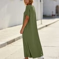 thumbnail image 6 of yillto Women's Dress Short Sleeve Crew Neck Summer Causal Beach Flowy Long Sundress with Pockets, 6 of 7