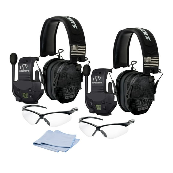 Walker's Razor Slim Electronic Muff Patriot Series (Kryptek Camo, 2-Pack) Bundle