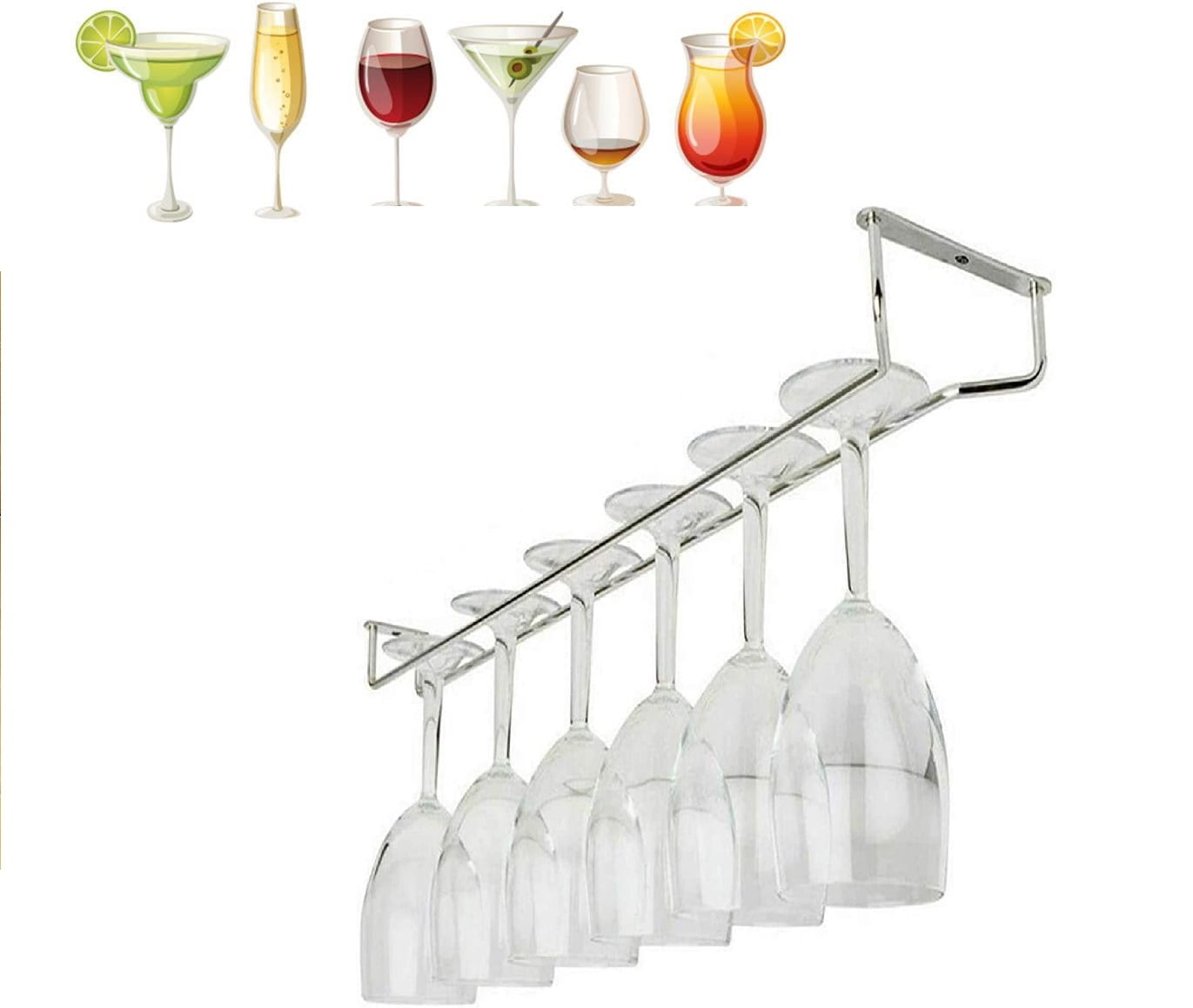 Functional Wine Glass Holder Hanging Under Shelf Goblet Drying Rack Under  Cabinet Kitchen Bar Supplies Stemware Storage Stand