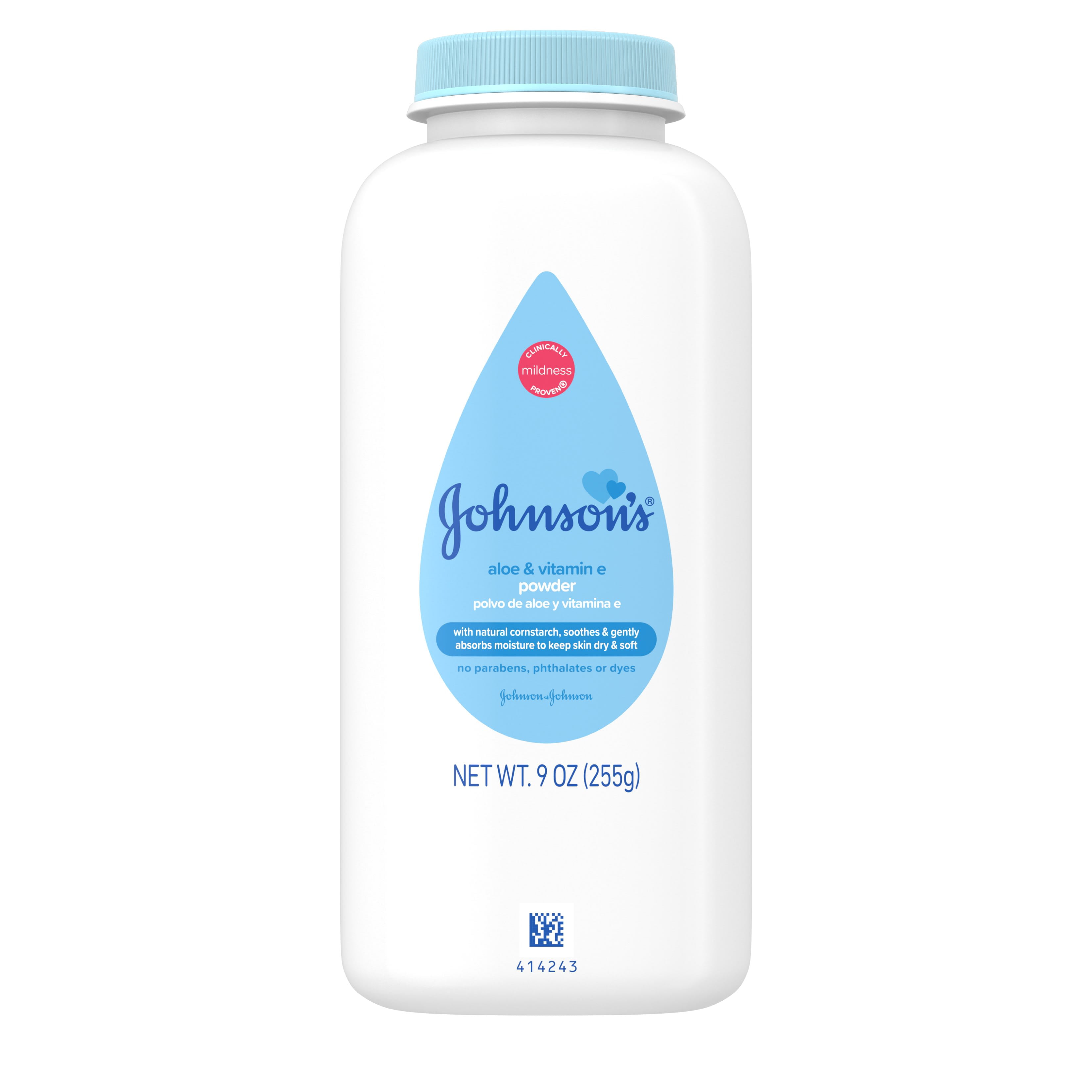 Johnson's Naturally Derived Cornstarch Baby Powder with Aloe & Vitamin E, 9 oz