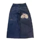 thumbnail image 5 of Pantalones de chándal a rayas con cinta bordada de mariposa para hombres y mujeres, pantalones de chándal informales con cordón, azul marino, alta calidad, 5 of 5
