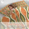 thumbnail image 4 of 3 Piece Orange Green Geometric Duvet Cover Set Queen Size, Microfiber Comforter/Quilt Cover with Corner Ties and 2 Pillowcases, Abstract Moire Contemporary All Season Soft Bedding with Zipper Closure, 4 of 8