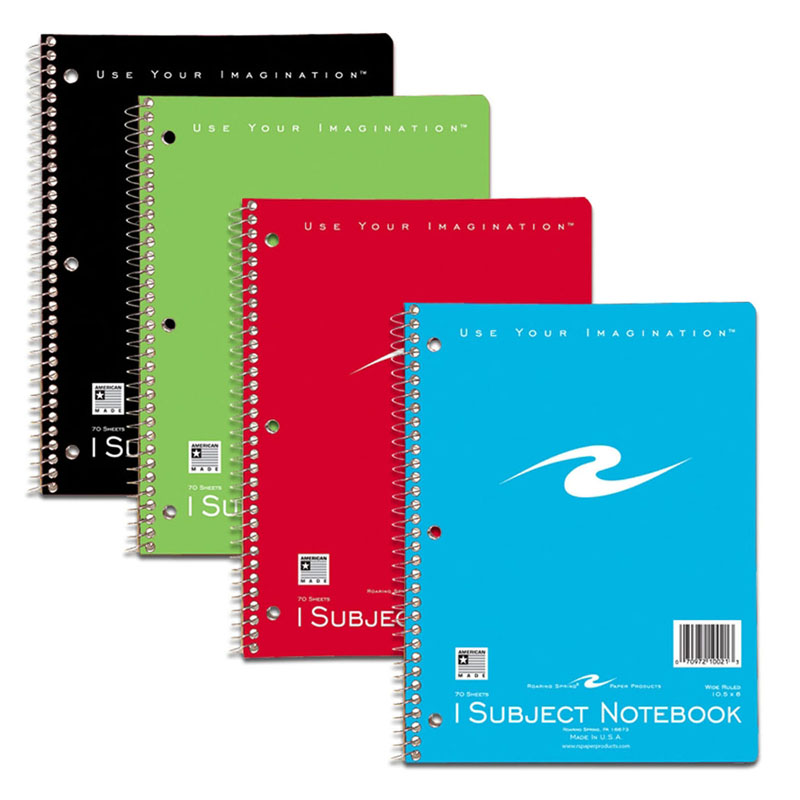 Spiral Notebook 1 Subject 70 Pages, Set of 12