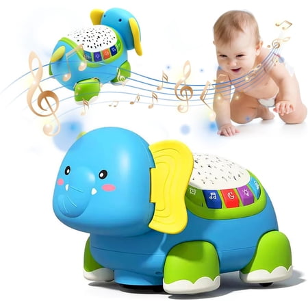 Musical Projector Elephant Crawling Toys Tummy Time Infant Baby Toys, Baby Toys 6-12 Months, 0-3 3-6 7 8 9 12-18 Months 1 Year Old Boy Toys Girl Toys Birthday Gift
