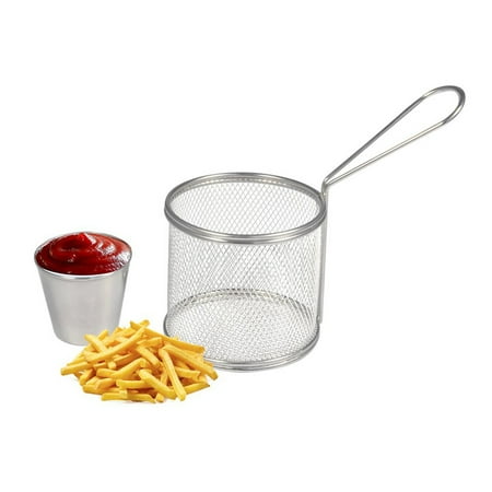 

Fry Baskets Mini Round Stainless Steel French Fries Basket Mesh Fryer Holder Kitchen Frying Basket Tool for Chips Tacos Chicken Nugget (4PCS)