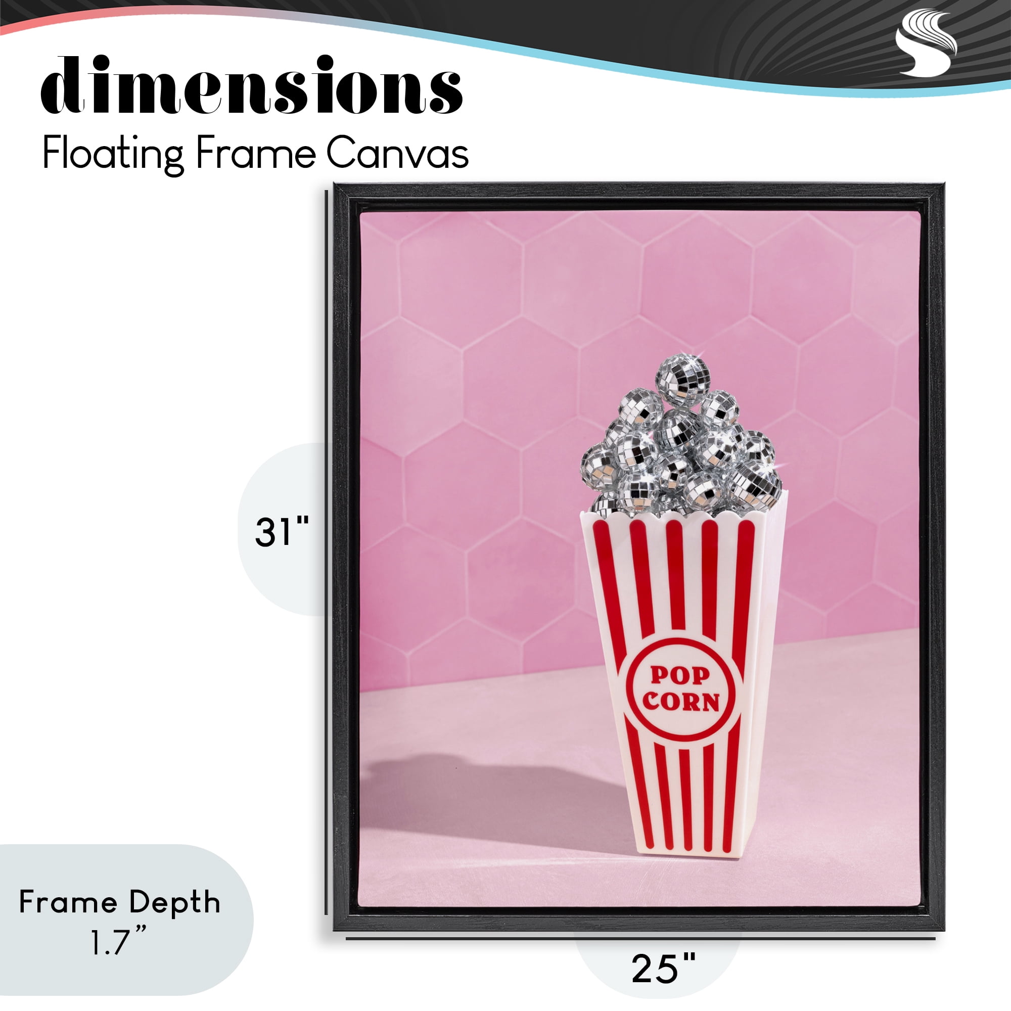 Stupell Industries Pink Disco Popcorn Black Framed Floater Canvas Wall Art, design by LISH Creative