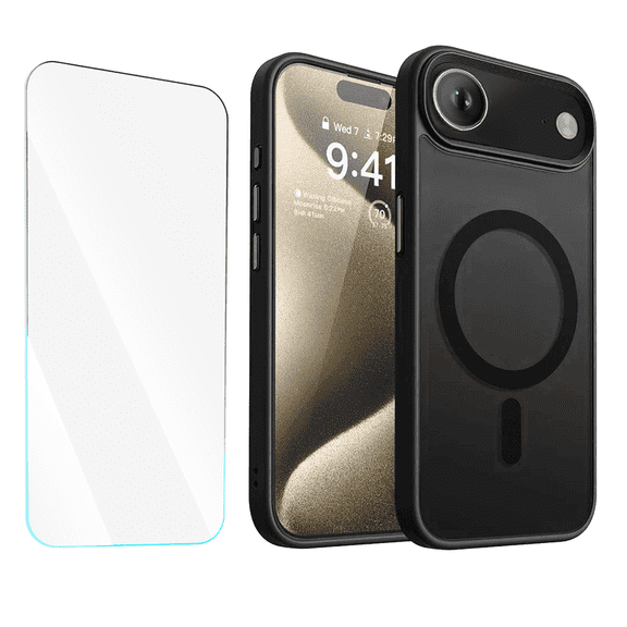 Entronix 2-in-1 Magnetic Matte Case Compatible with iPhone Air with 1 Screen Protector, Black