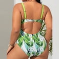 thumbnail image 4 of HOMBOM One Piece Swimsuit for Women Plus Size Swimwear Tummy Control Green Ladies Bathing Suit Tropical Printed, 4 of 8