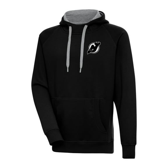 Men's Antigua  Black New Jersey Devils Metallic Logo Victory Pullover Hoodie