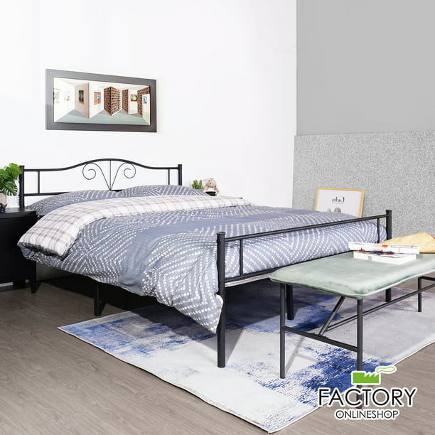 Geniqua Queen Size Bed Frame Black, Queen Size Bed Frame Only