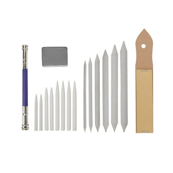 Arborister 17pc Blending Stump Tortillion Set w/ Erasable Sandpaper for Drawing & Painting