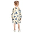 thumbnail image 3 of Girls' long-sleeved dress Retro Blue Butterflies Girls' A-line dress with ribbed cuffs Soft and comfortable, 3 of 6
