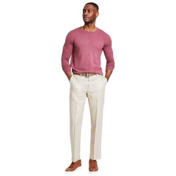 Nautica Mens Modern fit Dress Pants 34 / 30 Beige Solid Linen