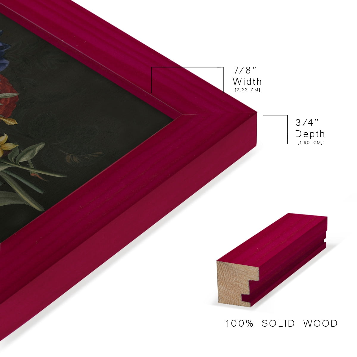 Dramatic Bouquet III -Framed Print w/glass-Cherry Red