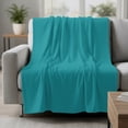 thumbnail image 2 of Teal Throw Blanket for Couch, Soft Lightweight Flannel Fleece Blanket, Turquoise Pure Teal Microfiber Plush All Season Decorative Blankets Gifts for Sofa Bed 60"x80", 2 of 9