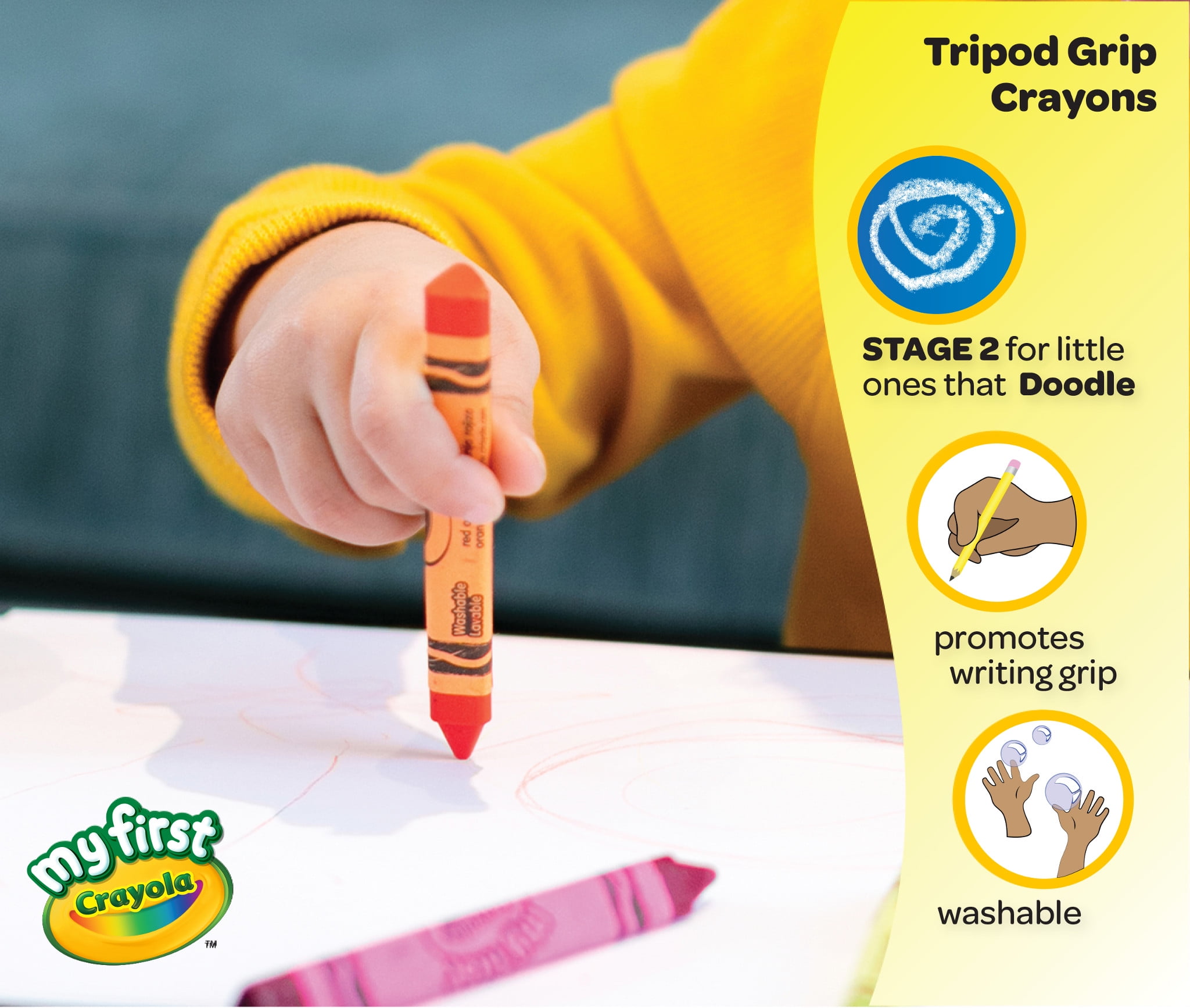 My First Washable Tripod Grip Crayon Set, 8 Count, Mardel