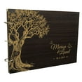 thumbnail image 1 of Rustic Wedding Wood Engraved Bride & Groom Guestbook Photo Album Custom Tree Scrapbook, 1 of 5