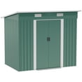 thumbnail image 3 of Outsunny 7' x 4' Metal Outdoor Storage Shed, Garden Utility Tool House with Double Lockable Doors for Backyard, Patio, Lawn, Garage, Dark Green, 3 of 10
