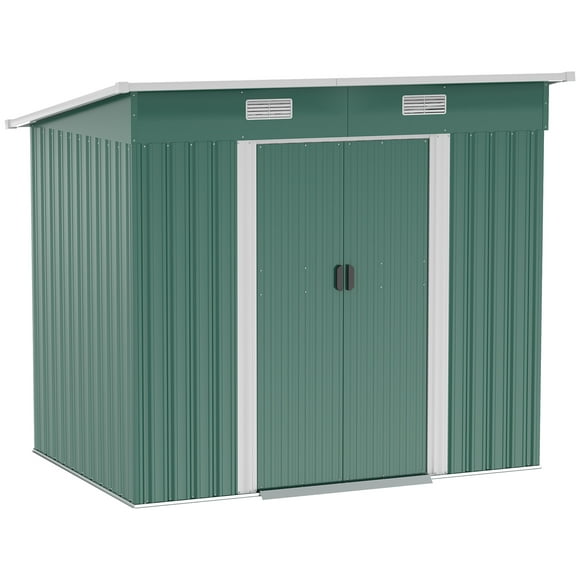 Outsunny 7'x 4' Metal Patio Storage Shed Garden Lockable Shed Tool Utility Storage Unit, Green