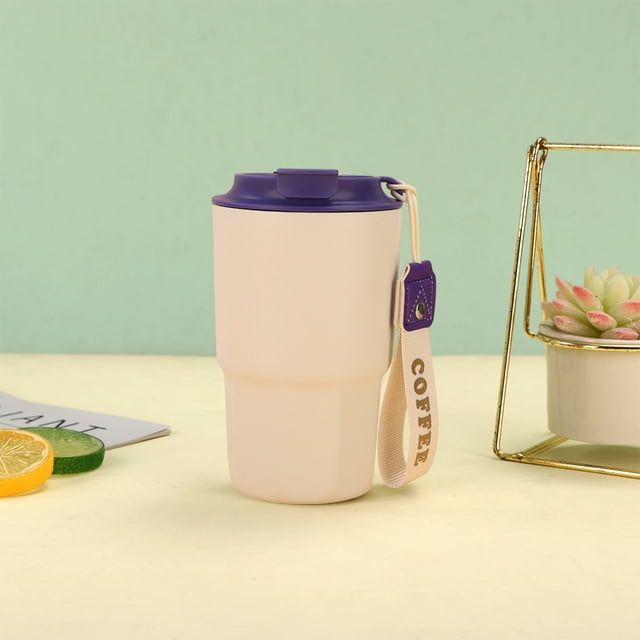 Taza de café de doble capa de acero inoxidable 316 con aislamiento al vacío y cuerda de elevación, 480ml, Azul