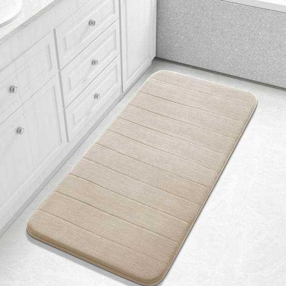 Alfombra de baño Yimobra, larga, 44 x 24 cm, espuma viscoelástica supersuave, color beige