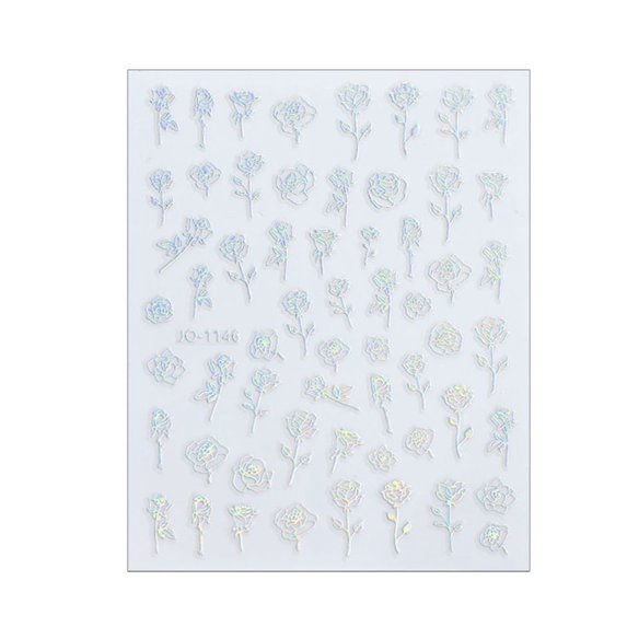 Pnellth Nail Art Sticker Easily Stick DIY Plastic Aurora Heart Nail Sticker for Women