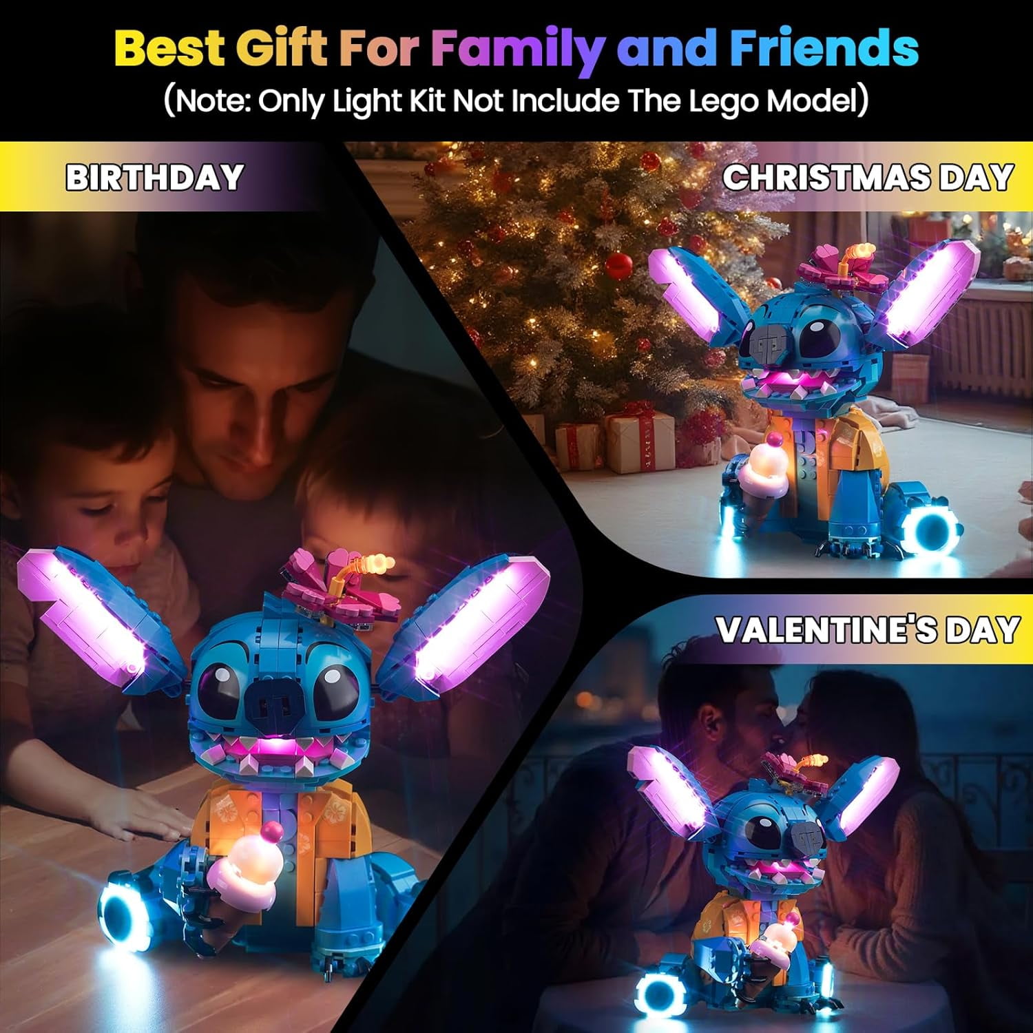 Upgraded Led Light Kit Compatible with Lego 43249 Stitch Toy Building Set, Lights Decoration Compatible with Lego 43249, Gift Idea for Girls, Boys