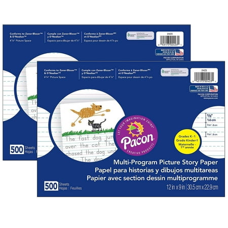 UPC: 0194629039012 | Pacon Multi-Program Picture Story Paper  5/8  Ruled  White  12  x 9   500 Sheets Per Pack  2 Packs