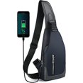 thumbnail image 2 of Bolso de pecho YUANXCMXG para hombre impermeable con puerto de carga USB gris, 2 of 5
