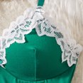 thumbnail image 6 of JSGEK Women Contrast Lace Trim Chemise Dress and Thong Set Adjustable Spaghetti Straps Nightwear Lingerie Set Green XL, 6 of 8