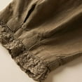 thumbnail image 5 of WREESH Womens Cotton Linen Pants Solid Color Pocket Lace Splicing Lantern Trousers Khaki, 5 of 8