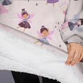 thumbnail image 3 of Oversized Wearable Blanket Hoodie,Light Pink Fairy Pattern Sherpa Blanket Hoodie with Super Pockets,Super Warm Fuzzy Pullover for Women & Men, 3 of 6