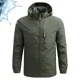 thumbnail image 2 of Chaqueta impermeable de senderismo para hombre, nueva chaqueta deportiva informal de otoño con capucha desmontable, para campo, escalada, viajes, cortavientos fino, 2 of 4