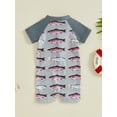 thumbnail image 3 of Biezeib Kids Boys Summer Swimwear Casual Tractor/Fish Print Short Sleeve Zipper Rash Guard Swimsuit Beachwear Bathing Suit, 3 of 6