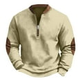 thumbnail image 4 of CCRFTGI Boys Quarter Zip Pullover Casual Long Sleeve Shirt Trendy Fall Spring Size 13-14 Pullover Tops Soft Waffle Shirts Beige 7-8Y, 4 of 4