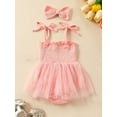 thumbnail image 2 of ENFLASH Baby Girl 1st Birthday Outfit One Year Old Straps Tulle Romper Summer Sleeveless Tutu Dresses with Headband 9-12 Months, 2 of 8