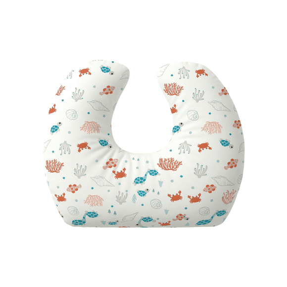 Jolly Jumper Baby Sitter Nursing Pillow - Beach Turtles | 100% Cotton, Hypoallergenic Support Cushion for Breastfeeding, Sitting & Lounging | Made in Canada