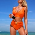thumbnail image 6 of JSGEK Ladies Two Piece Bathing Suit Pleated Modest Fit Pool Swimming Comfortable Swimwear For All Occasions Orange S, 6 of 8